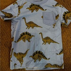 Tea Collection Light Blue Tee with Brown Dinosaur Print